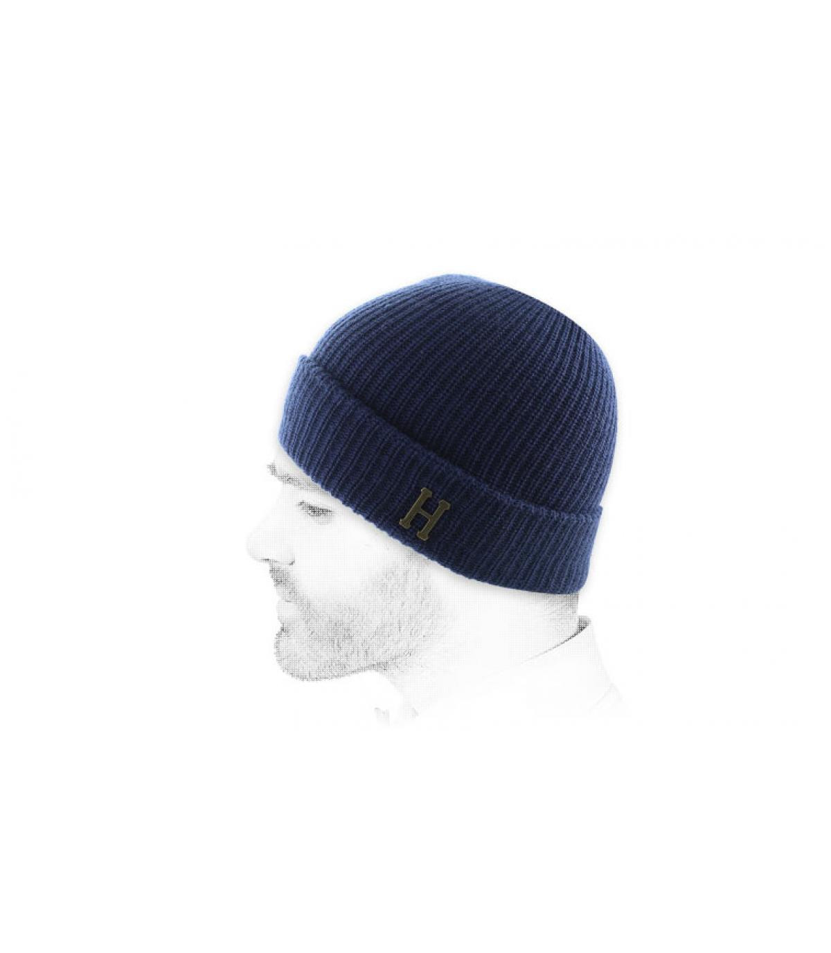 Blaue H Mtze Huf Brass H Military Beanie navy